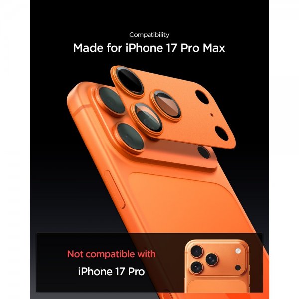 Spigen iPhone 17 Pro Max Kameraskydd Glas.tR EZ Fit Optik Pro XL Orange
