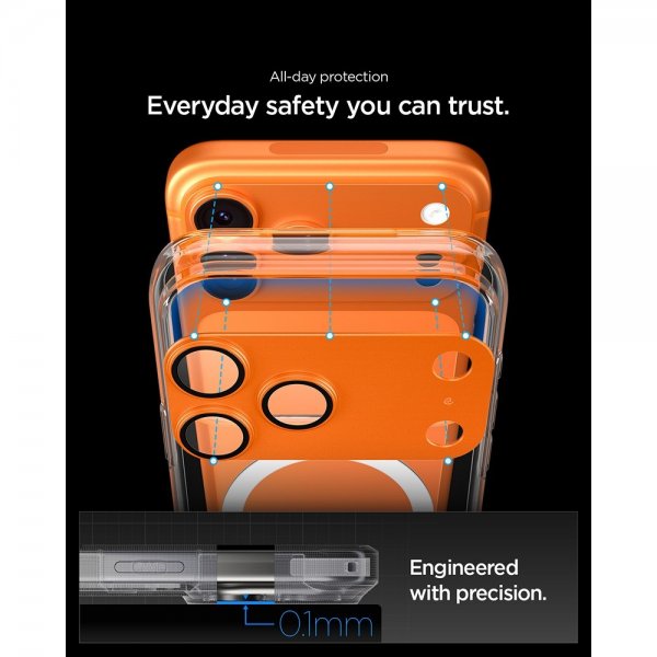 Spigen iPhone 17 Pro Max Kameraskydd Glas.tR EZ Fit Optik Pro XL Orange