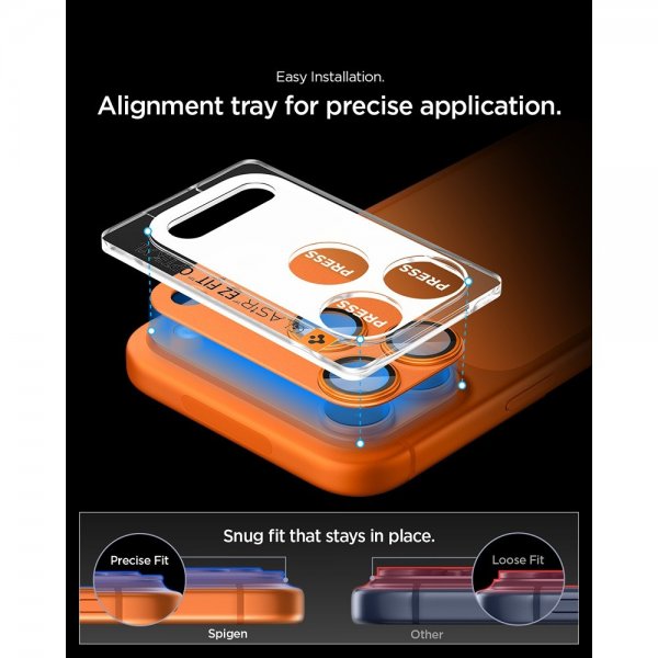 Spigen iPhone 17 Pro Max Kameraskydd Glas.tR EZ Fit Optik Pro XL Orange