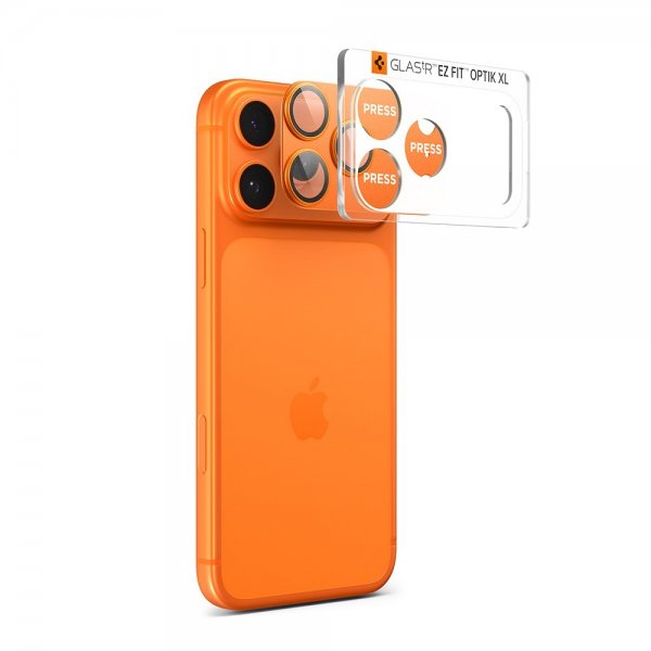 Spigen iPhone 17 Pro Max Kameraskydd Glas.tR EZ Fit Optik Pro XL Orange