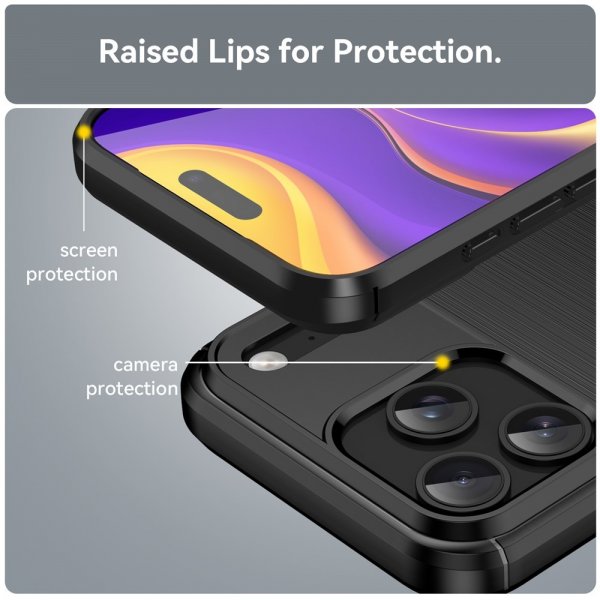 iPhone 17 Pro Max Skal Borstad Kolfibertextur Svart