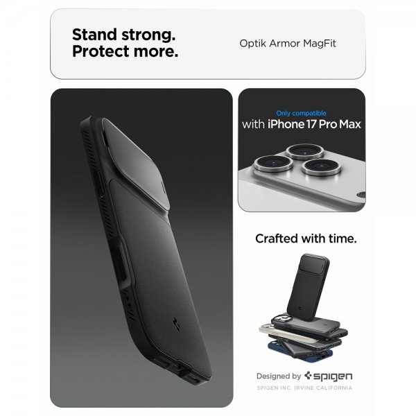 Spigen iPhone 17 Pro Max Skal Optik Armor MagFit Svart