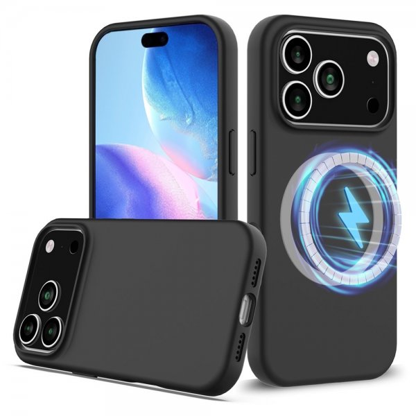 Nordic Covers iPhone 17 Pro Max Skal Silicone Feather Series MagSafe Raven Black