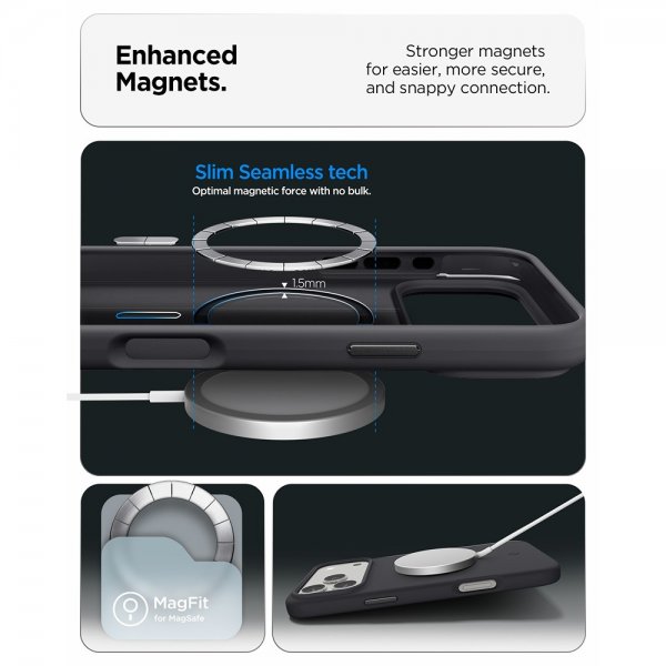 Spigen iPhone 17 Pro Max Skal Silicone Fit MagFit Svart