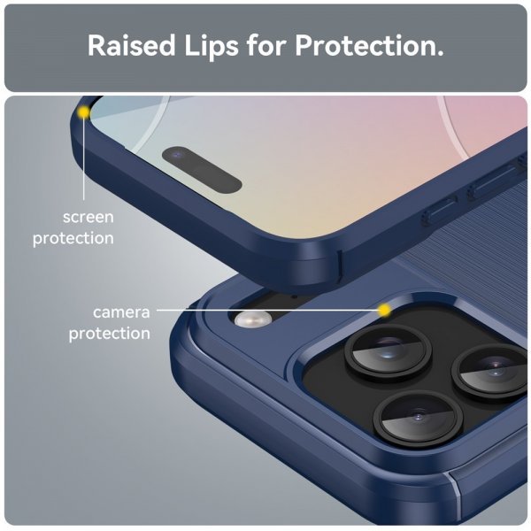 iPhone 17 Pro Skal Borstad Kolfibertextur Blå