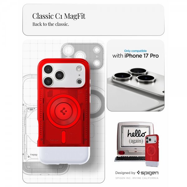 Spigen iPhone 17 Pro Skal Classic C1 MagFit Ruby