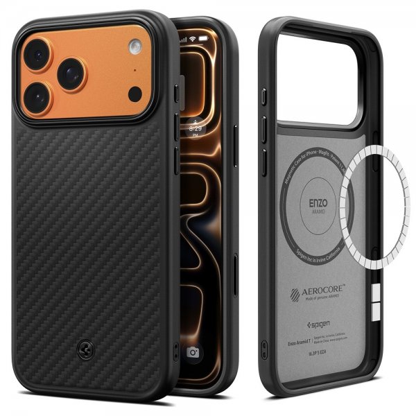 Spigen iPhone 17 Pro Skal Enzo Aramid T MagFit Svart
