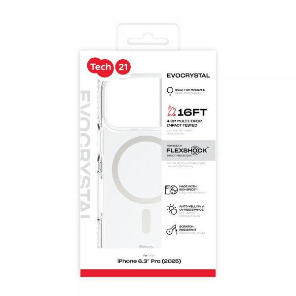 Tech21 iPhone 17 Pro Skal EvoCrystal MagSafe Metallic Silver