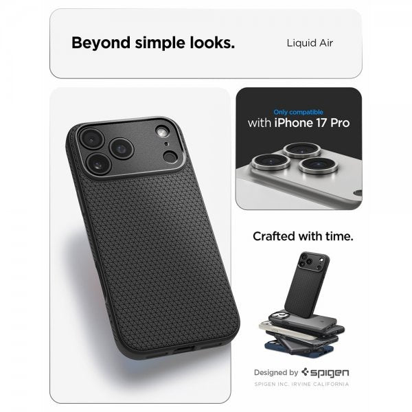 Spigen iPhone 17 Pro Skal Liquid Air Matte Black