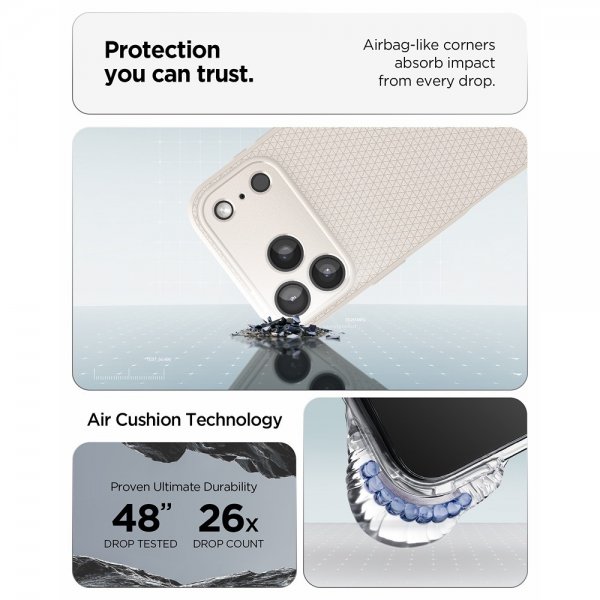 Spigen iPhone 17 Pro Skal Liquid Air Natural Titanium