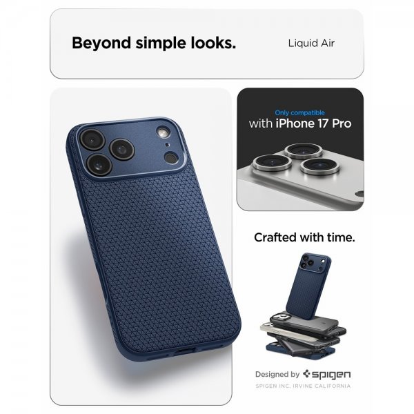 Spigen iPhone 17 Pro Skal Liquid Air Navy Blue