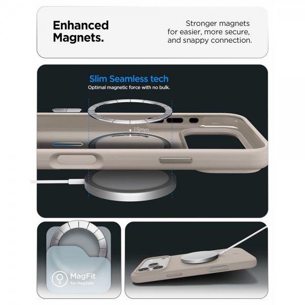 Spigen iPhone 17 Pro Skal Silicone Fit MagFit Stone
