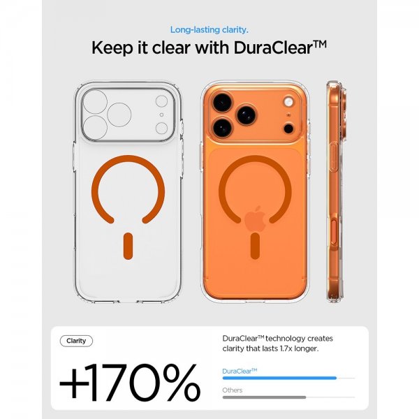 Spigen iPhone 17 Pro Skal Ultra Hybrid MagFit Clear Orange
