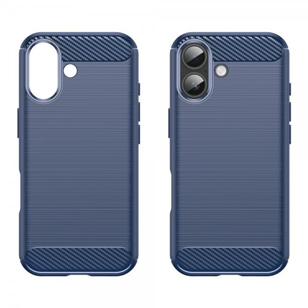 iPhone 17 Skal Borstad Kolfibertextur Blå