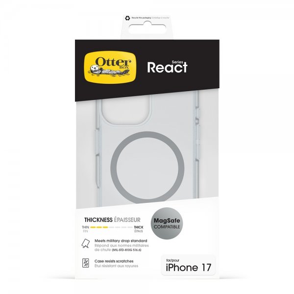 Otterbox iPhone 17 Skal React MagSafe Transparent