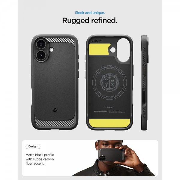 Spigen iPhone 17 Skal Rugged Armor MagFit Matte Black