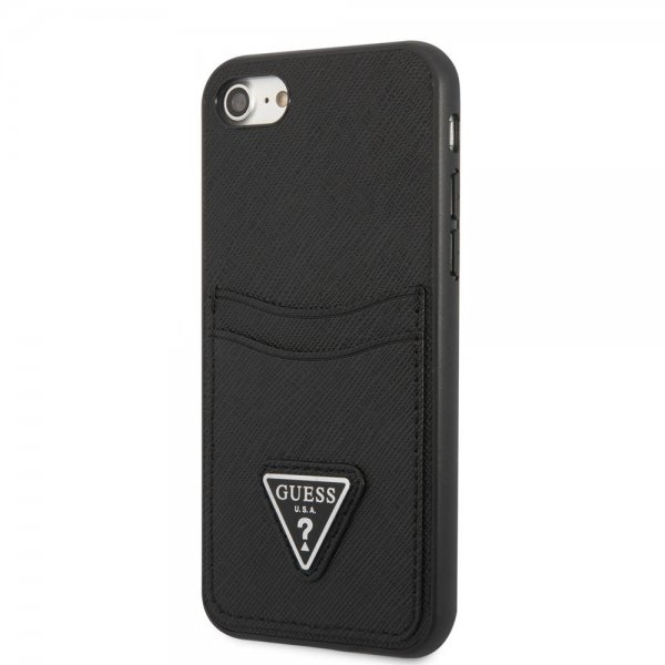 Guess iPhone 7/8/SE Skal Saffiano Double Cardslot Svart