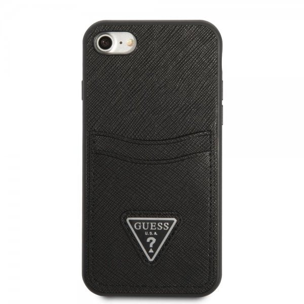 Guess iPhone 7/8/SE Skal Saffiano Double Cardslot Svart
