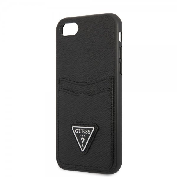 Guess iPhone 7/8/SE Skal Saffiano Double Cardslot Svart