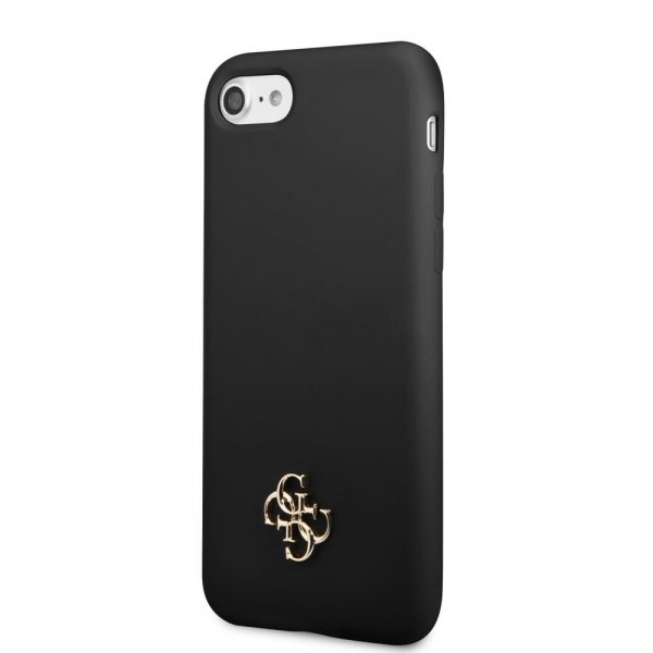 Guess iPhone 7/8/SE Skal Silicone Metal Logo 4G Svart