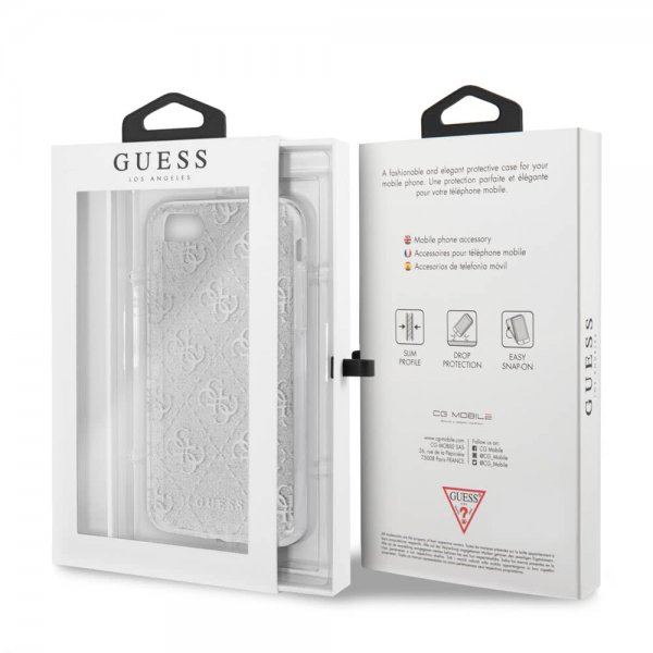 Guess iPhone 7/8/SE Skal Glitter Cover Peony Silver