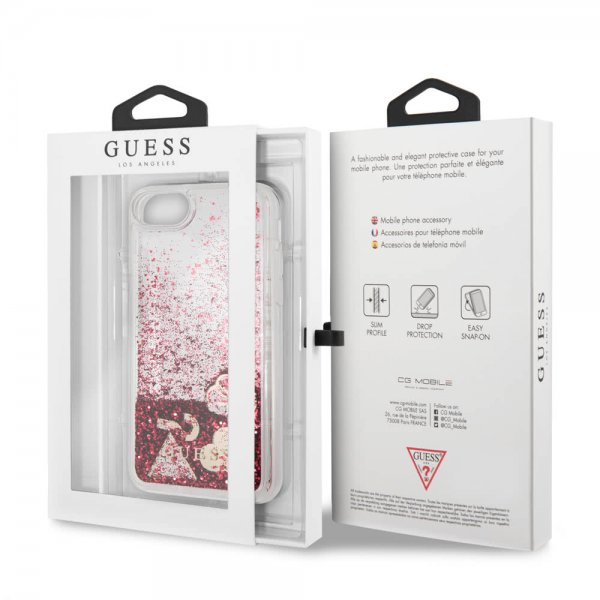 Guess iPhone 7/8/SE Skal Glitter Hearts Röd