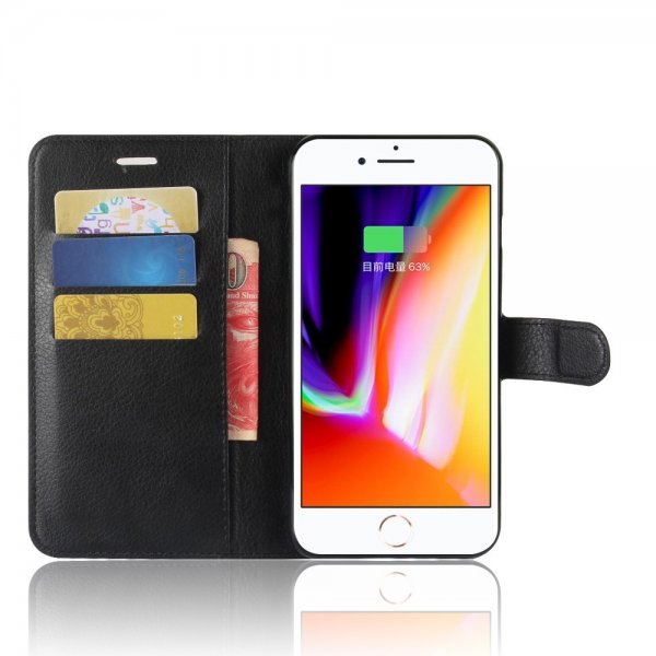 iPhone 7 Plus/iPhone 8 Plus Fodral Litchi Svart