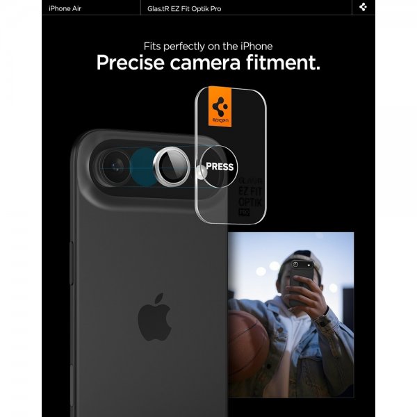 Spigen iPhone Air Kameraskydd GLAS.tR EZ Fit Optik Pro 2-pack Silver