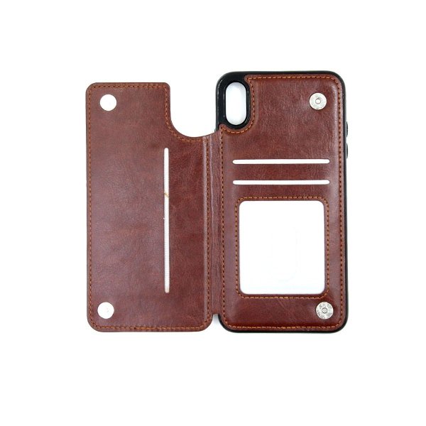 iPhone Xs Max Skal Kortfack Utsida Brun