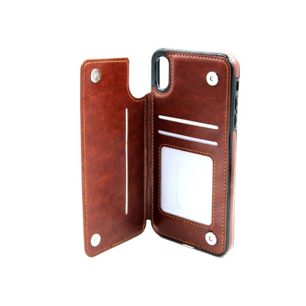 iPhone Xs Max Skal Kortfack Utsida Brun