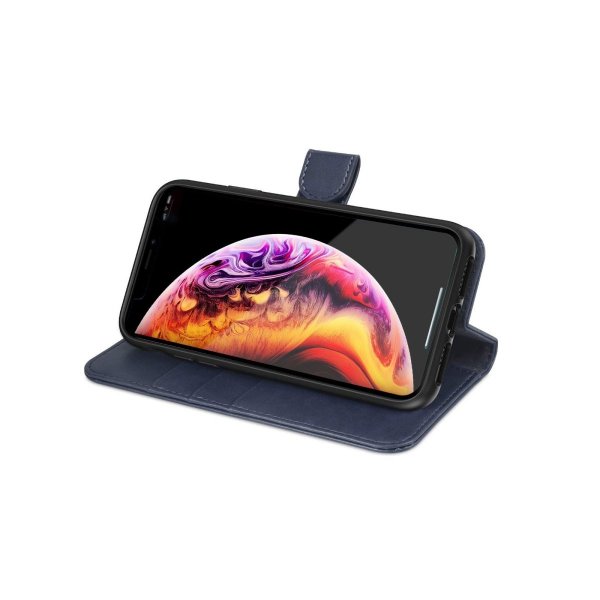 iPhone Xs Max Fodral Äkta Läder Kortfack Blå
