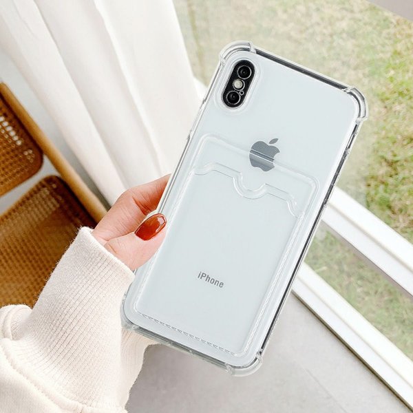 iPhone X/iPhone Xs Skal Korthållare Stöttåligt Transparent