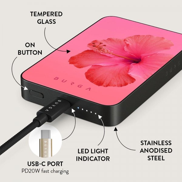 Burga Powerbank MagSafe 5000 mAh Island Girl Metallgrå