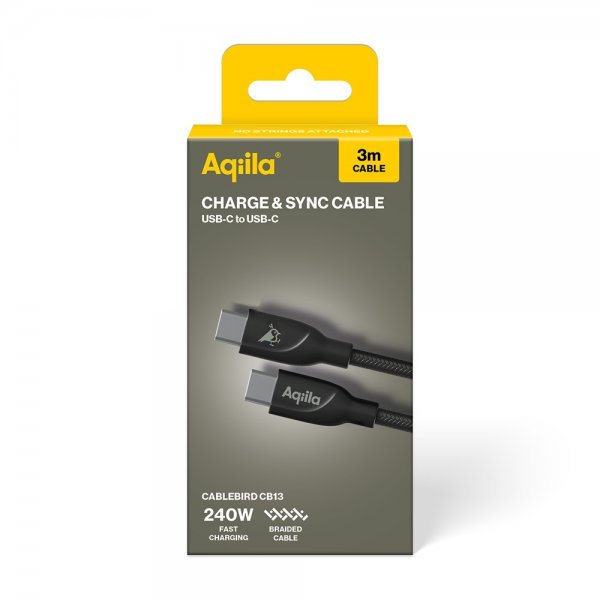 Aqiila Kabel Cablebird CB13 USB-C till USB-C 240W 3m Svart