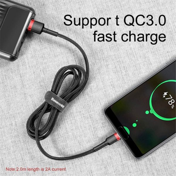 Baseus Kabel Cafule Cable USB-A/USB-C 3m Röd Svart