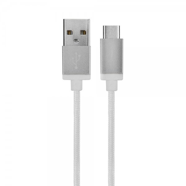 Xqisit Kabel Flätad USB-A till USB-C 1.8m Vit