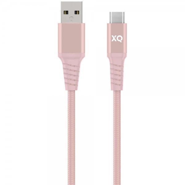 Xqisit Kabel Flätad USB-A till USB-C 2m Roseguld