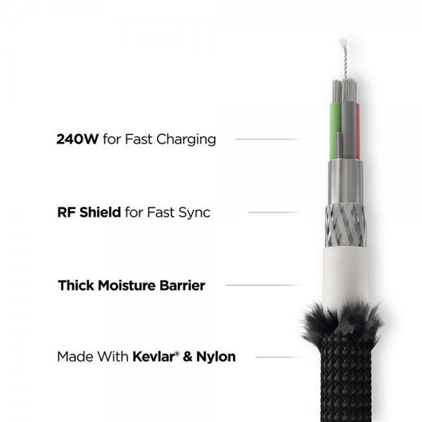 Nomad Kabel Kevlar USB-C 0.3m Carbide