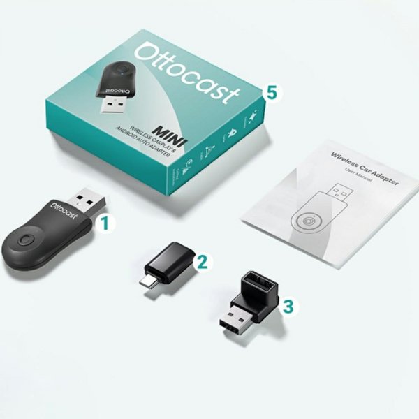 Ottocast Mini Trådlös Apple CarPlay/Android Auto Adapter