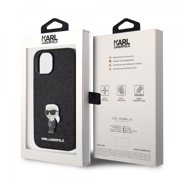 Karl Lagerfeld iPhone 15 Skal Fixed Glitter Svart