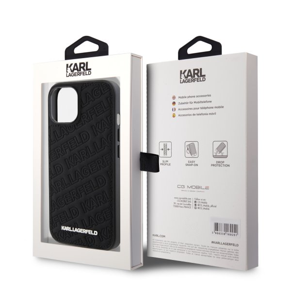 Karl Lagerfeld iPhone 15 Skal Quilted K Pattern Svart