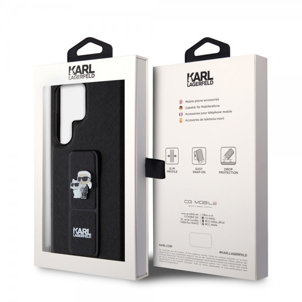 Karl Lagerfeld Samsung Galaxy S24 Ultra Skal Grip & Stand Saffiano Svart