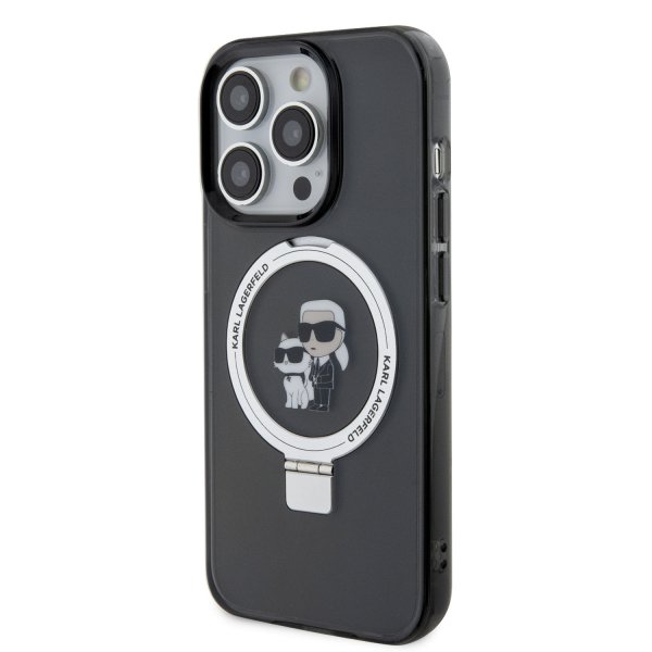 Karl Lagerfeld iPhone 15 Plus Skal Ring Stand MagSafe Svart