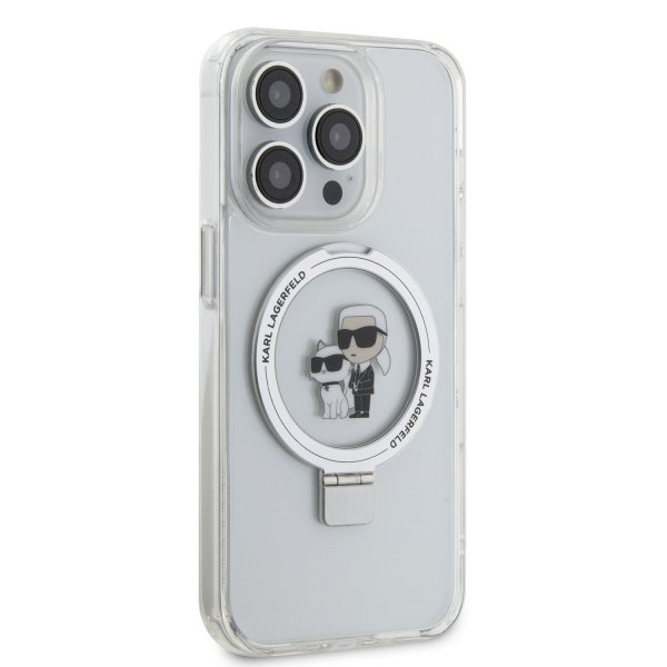 Karl Lagerfeld iPhone 15 Skal Ring Stand MagSafe Vit