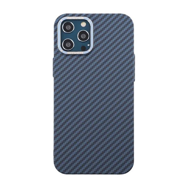 iPhone 12 Pro Max Skal Kolfibermönster Blå