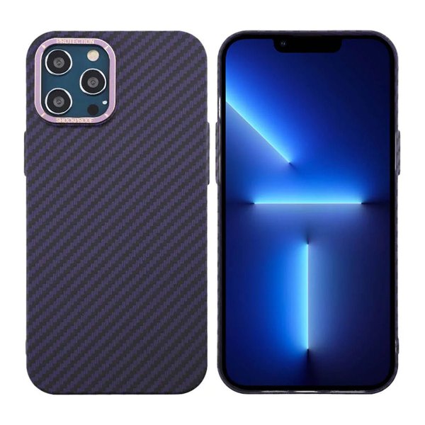 iPhone 12 Pro Max Skal Kolfibermönster Lila