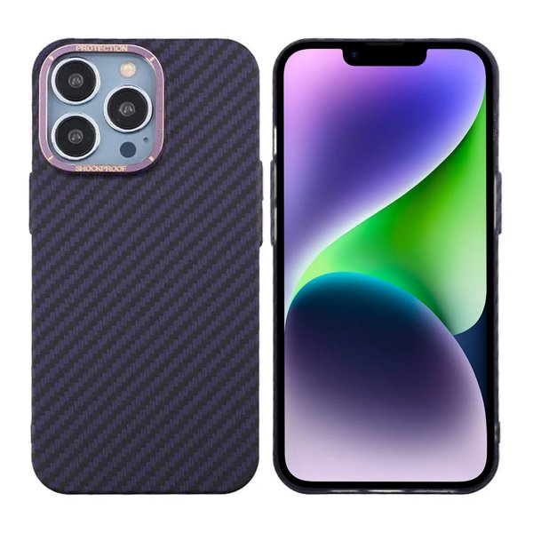 iPhone 13 Pro Skal Kolfibermönster Lila