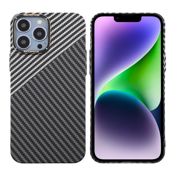 iPhone 13 Pro Max Skal Kolfibermönster Svart Vit