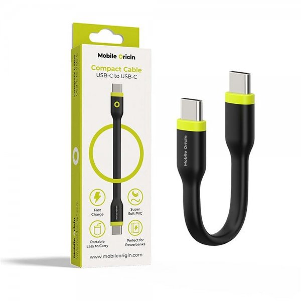Mobile Origin Kompakt USB-C Kabel 10 cm Svart