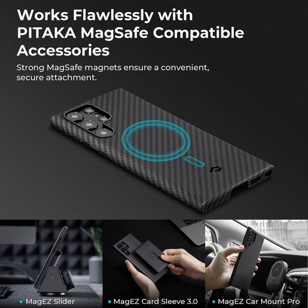 Pitaka Samsung Galaxy S22 Ultra Skal MagEZ Case 2 Black/Grey Twill